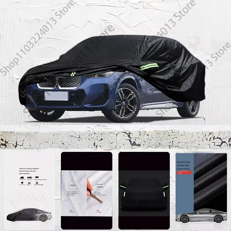 

For BMW IX1 Car cover Exterior Car Cover Black Outdoor Protection Full Car Covers Waterproof Sunshade Anti UV Snow Cover