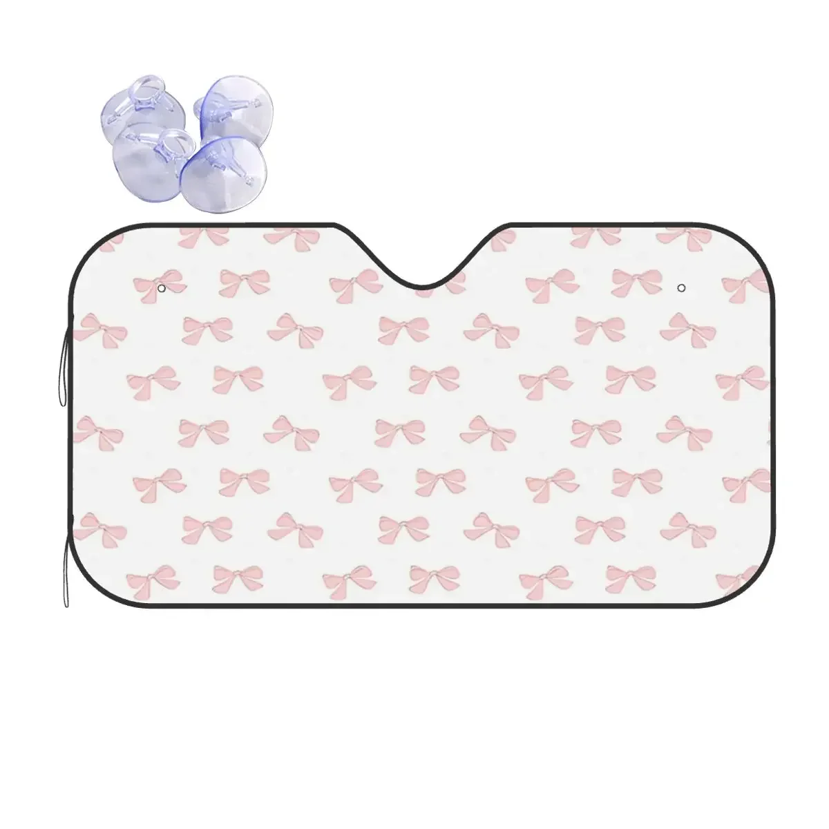 Parabrisas de moda xadrez con lazo rosa y mariposa, 70x130cm, visera de láminas, estilo para coche