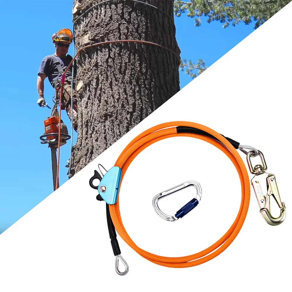 Wire-Core Flip Line Kit with Triple Lock Carabiner, Adjustable Lanyard, Low Stretch for Fall Safeguard Tree Inspection Climber