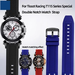 Sports Silicone Rubber For Tissot Racing T115417A Series Special Double Notch Watch Strap T115.427 Men's Watch Chain Watchband
