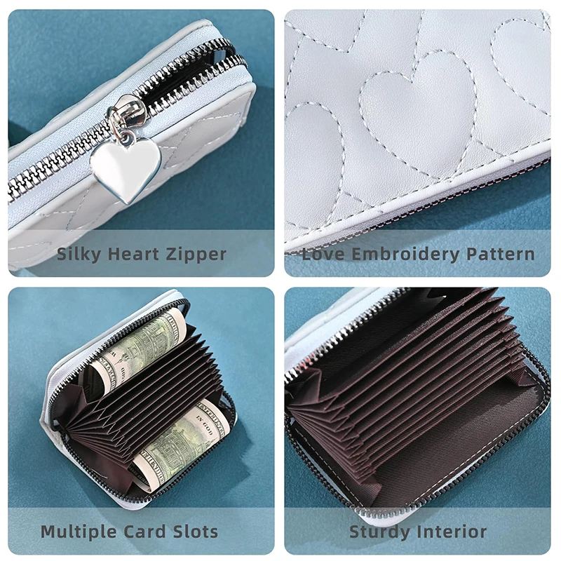 Женский кошелек для кредитных визиток, держатель для визитных карточек в форме любви на молнии, маленькие милые кошельки для карточек для женщин, для смены денежного ключа, удостоверения личности