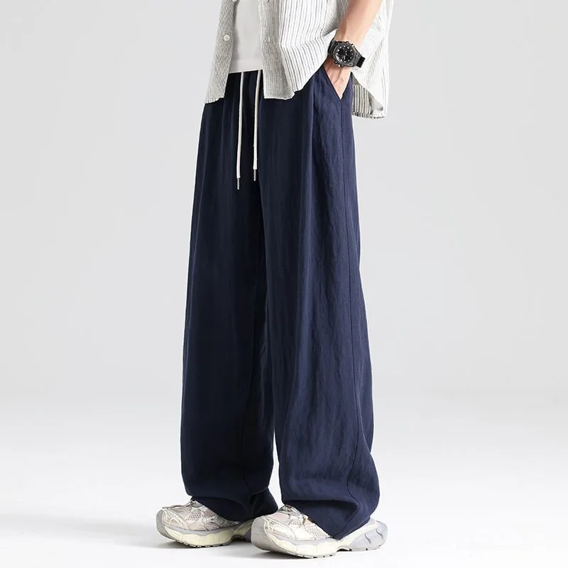 Linen Men Pants Thin Solid Color Casual Comfortable Breathable Pocket Fashion W… - Image 2