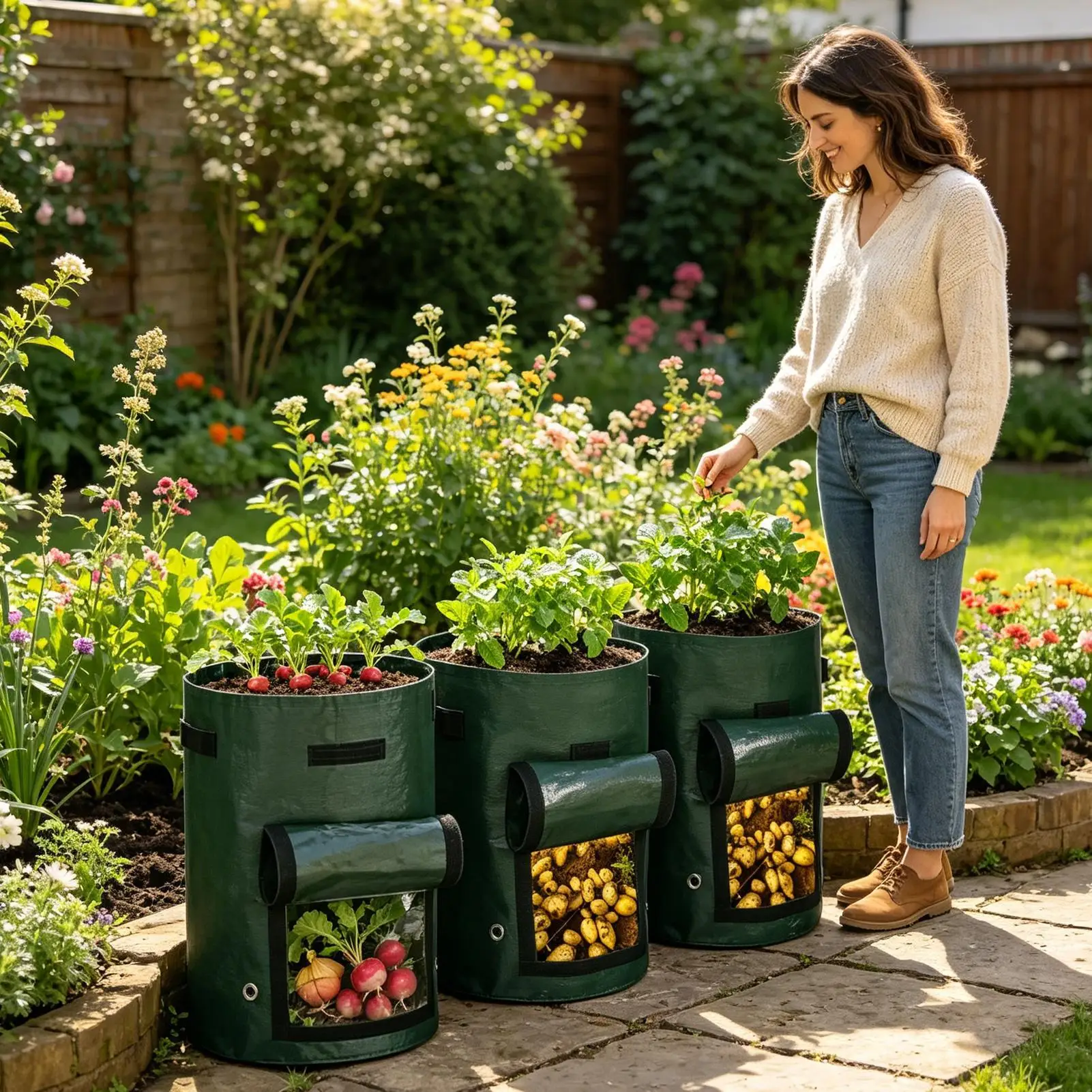 

Многоразовые мешки для выращивания растений объемом 10 галлонов, 3 штуки, устойчивые к разрывам, для овощей, для использования в помещении, на улице, во дворе, на террасе, на подоконнике