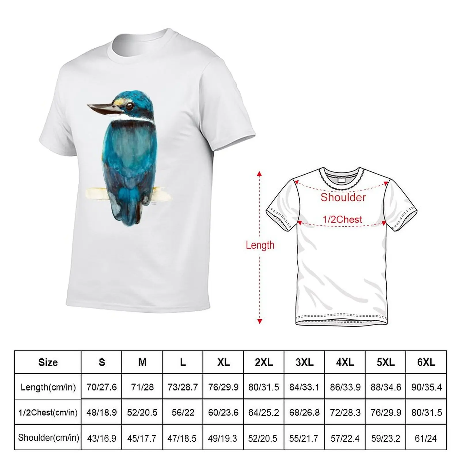 Sacred Kingfisher Watercolour Painting T-Shirt cotton t shirt pack man tshirt T-Shirt