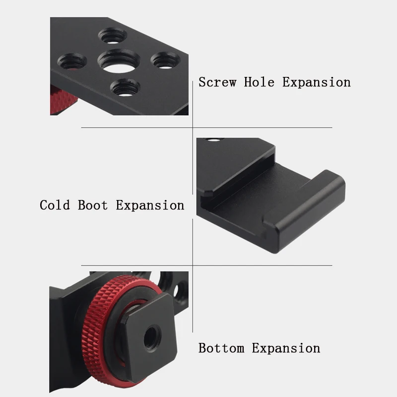 Aluminum Cold Shoe Mount Bracket Dual Hot Shoe Extension Bar Plate Adapter for Canon Sony Microphone LED Video Light Monitors