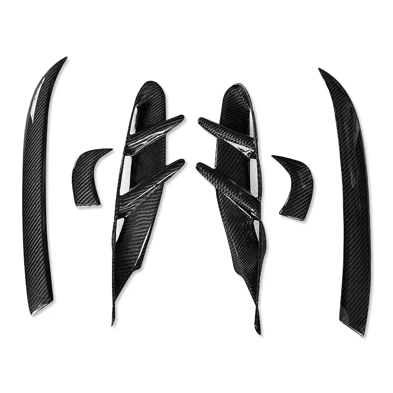 6Pcs Car Real Carbon Fiber Front Bumper Splitter Air Vent Fender Trim Cover Decoration Sticker for Porsche Taycan 2018-2022