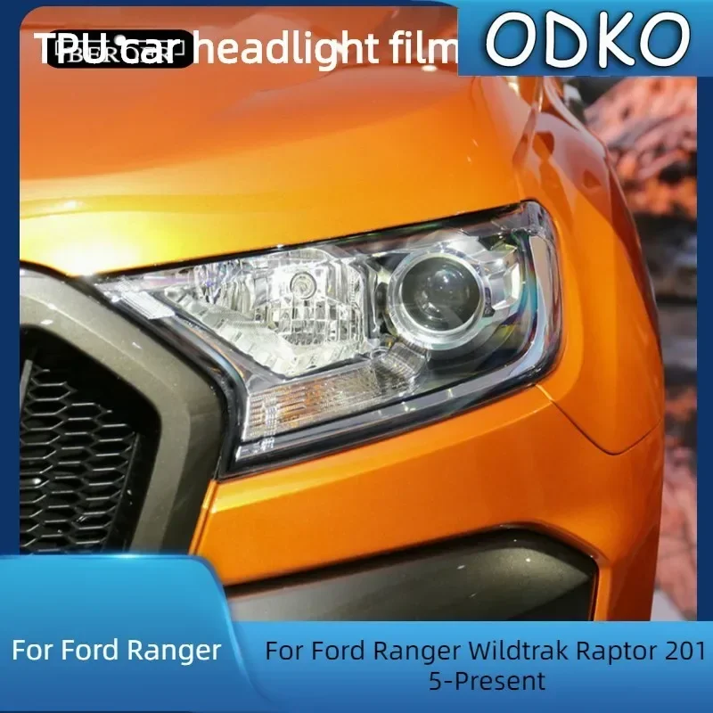 

For Ford Ranger Wildtrak Raptor 2015-Present Car Headlight Tint Black Protective Film Transparent TPU Sticker Accessories