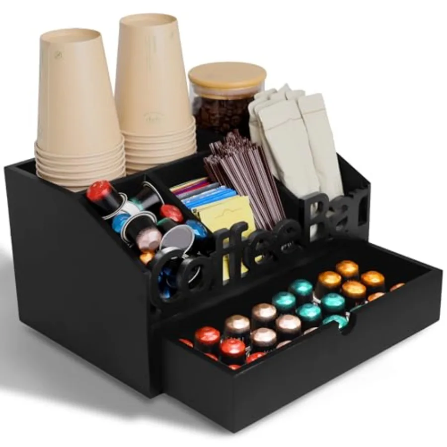 

Органайзер для кофейной станции на столешницу - Деревянный органайзер для кофе и приправ, станция для кофе для дома и офиса K