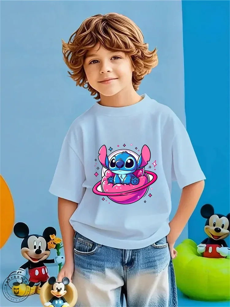 

Kawaii Lilo Stitch Cartoon T Shirt Children Kids Stitch Cute Manga T-shirt Y2k Graphic Tshirt Girl Boy Top Tees Lilo and Stitch
