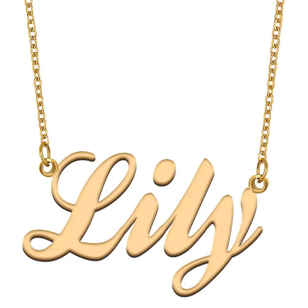 

Lily Name Necklace for Women Stainless Steel Jewelry Gold Plated Nameplate Pendant Femme Mothers Girlfriend Gift