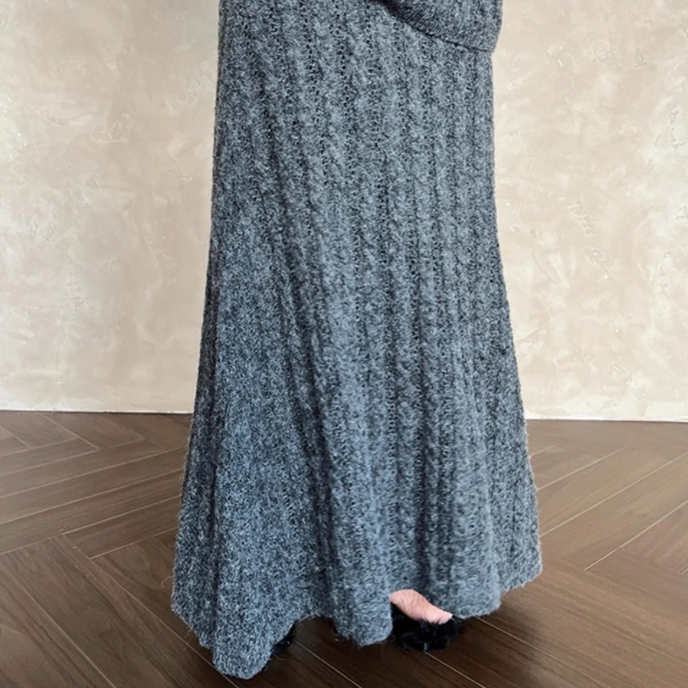 TWOTWINSTYLE الصلبة تقسم متماسكة لطيف تنورة الإناث عالية الخصر فضفاضة أنيقة رومانسية المرأة التنانير الطويلة الخريف الاسلوب المناسب #6