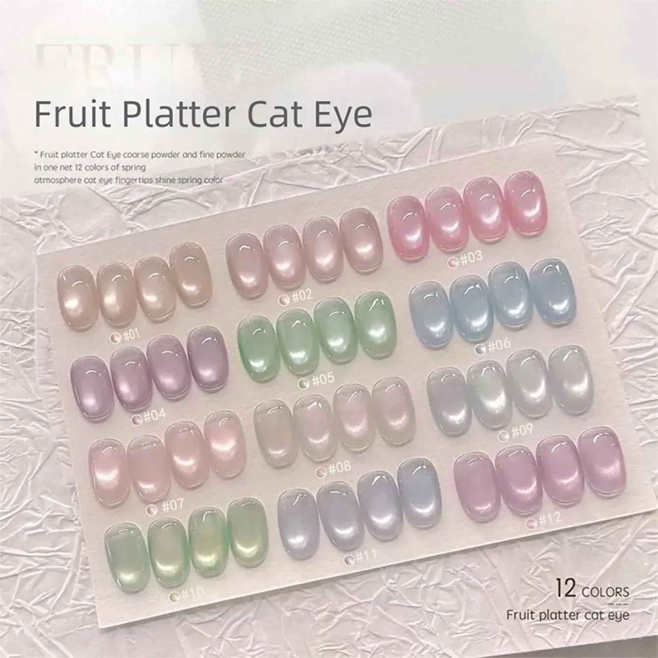 MIANEL Fruit Platter Cat Eye Gel Polish 2026 Spring/Summer New Arrival Blue Purple Green Ice Transparent Glass Bead Nail Art