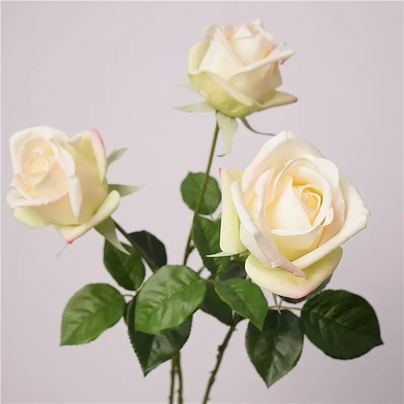 Simulation Flowers Real Touch Gemini Roses Fake Flower Garden Decoration Artificial Yellow Rose Branch Bedroom Decorative