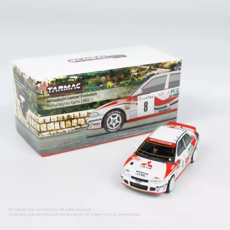 Tarmac Works 1:64 Mitsubishi Lancer Evo modelo de aleación, colección infantil de juguetes decorativos, para regalos navideños infantiles.