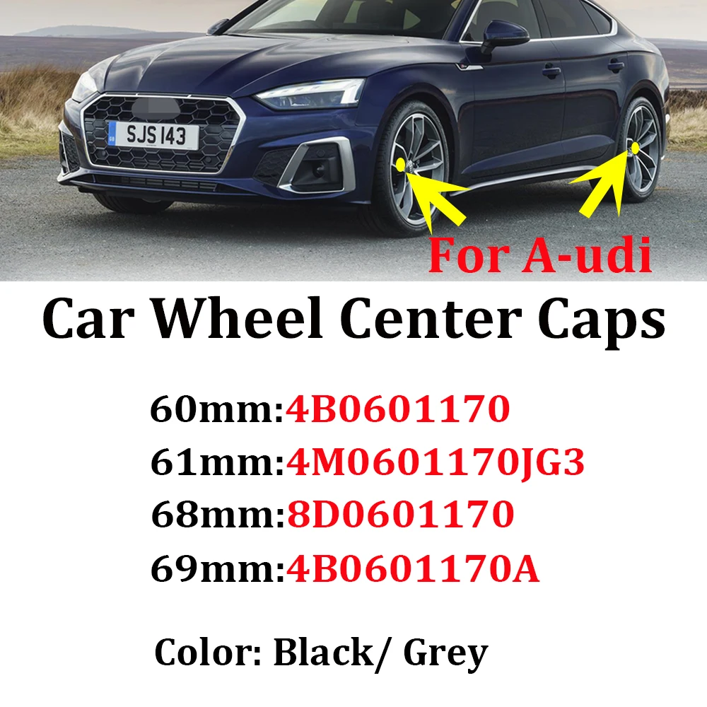 For Sline A1 A3 A4 A5 A6 C5 Q3 Q5 TT B8 B7 Etron 20pcs 60mm 61mm 68mm 69mm Car Wheel Center Cap Hubcap Cover Auto Accessories