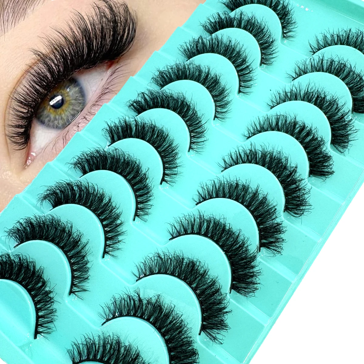 10 pares de pestañas de visón 8D, pestañas postizas de visón Natural, volumen espectacular, extensión de pestañas postizas, herramienta de maquillaje al por mayor