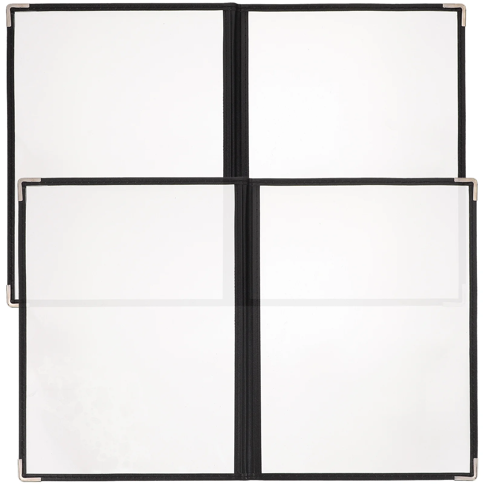 2 pezzi di raccoglitore per menu in PVC trasparente, raccoglitore per ristorante, cartella a fogli mobili, menu portatile ad angolo arrotondato trasparente, facile da riporre