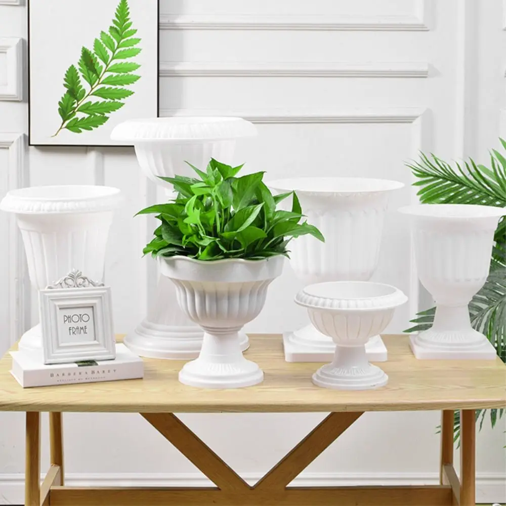 White Roman Plant Flower Pot Plastic Retro Porch Planter Romantic Succulent Plant Flower Container Home Decoration