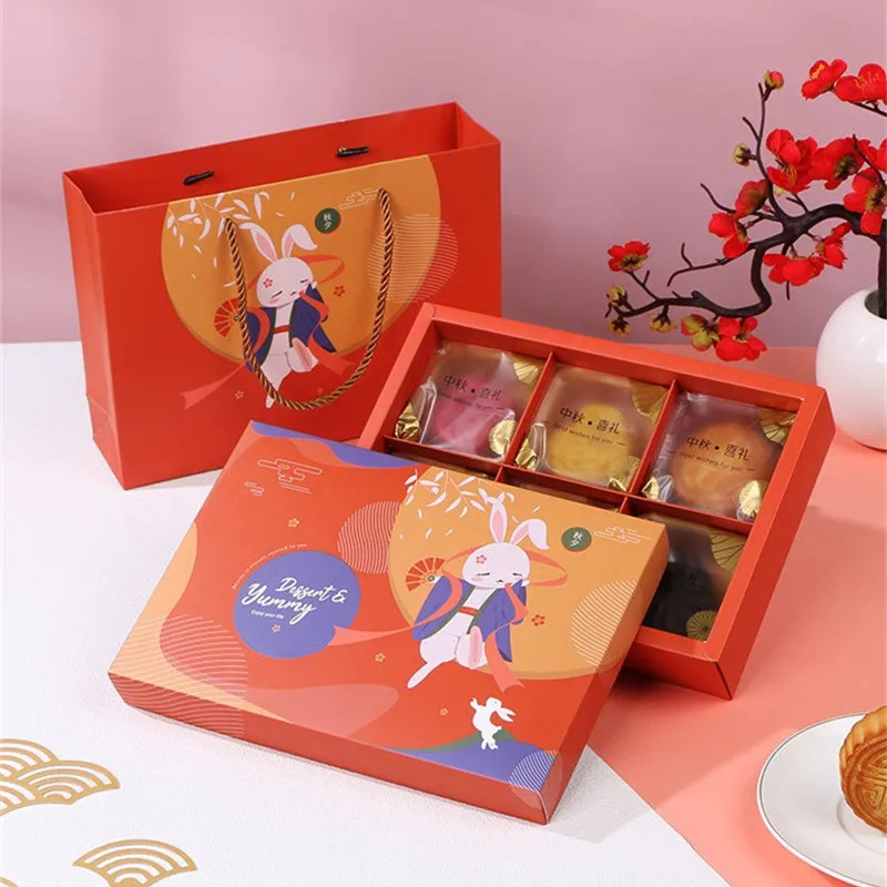 

10Pcs Mid Autumn Festival Gift Paper DIY Handmade Mooncake Packaging Boxes Handbag Snowflake Pastry Egg Yolk Crispy