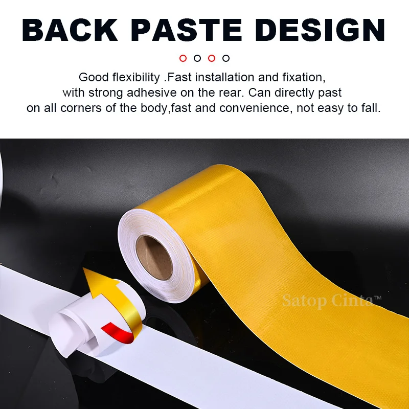 High Visibility Customized PVC Reflective Sticker Yellow Waterproof  Tape DIY 20CM*5M Reflector Sheeting For Car Vehicle Trailer