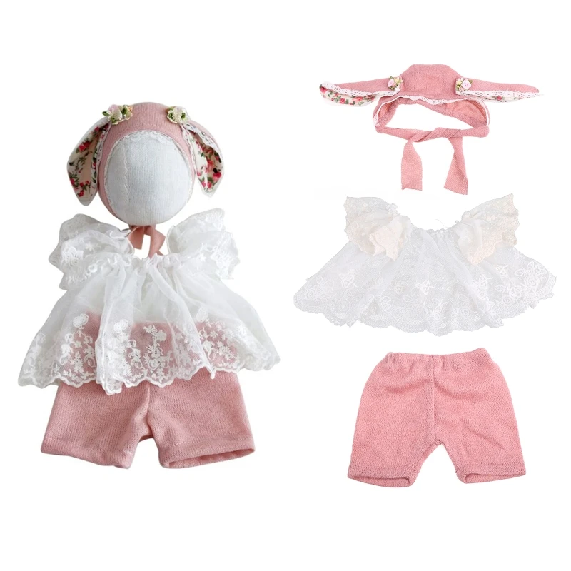 

Lovely Babe Born Accesorios Picture Outfits Hat Shorts Clothes Dress Boy / Girl Costume Hat Pants Set Lace 40JC