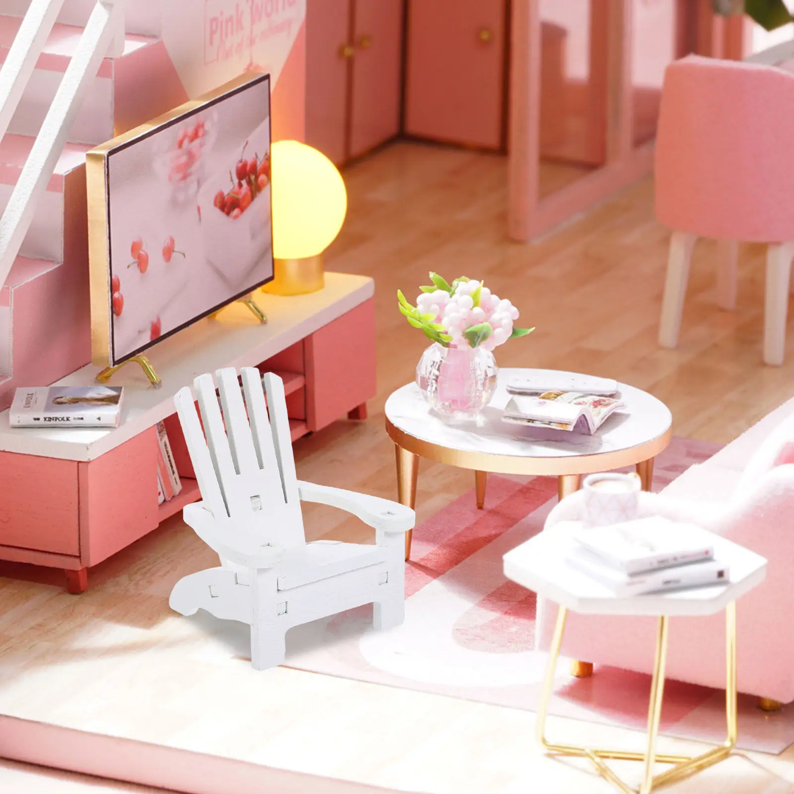 

2 Sets Dollhouse Miniature Wooden Beach Chairs 1:12 Scale European Vintage Style Holiday Christmas Decorations Mini