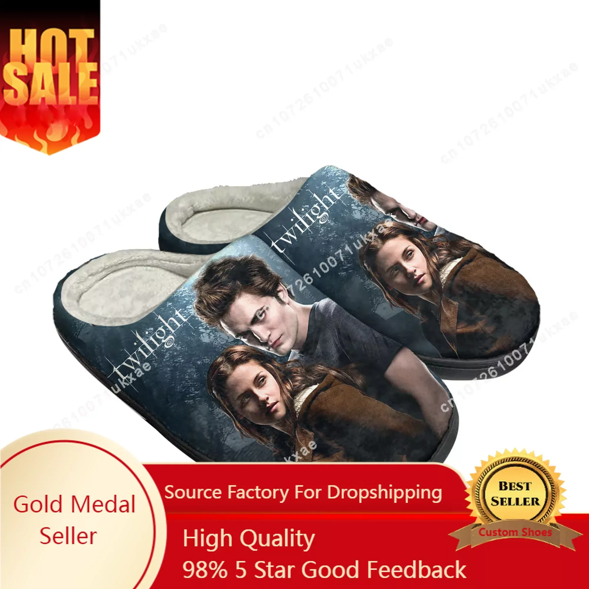 The Twilight Saga Movie Home Pantoufles en coton pour hommes et femmes, pantoufles thermiques personnalisées, chaussures de chambre en peluche décontractées, chaussures de maintien au chaud