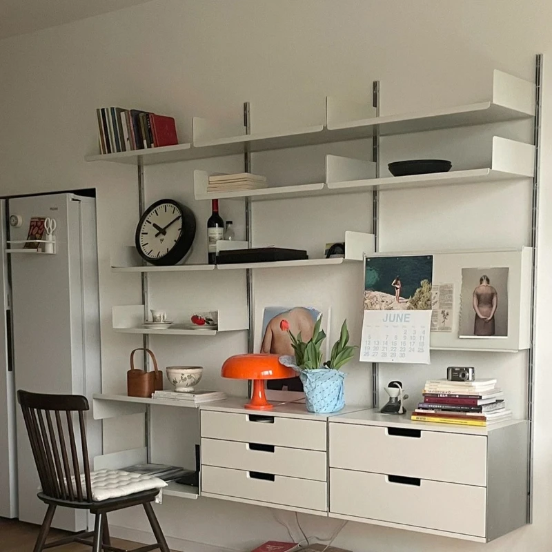 Wall mounted bookshelf, track storage, display, mounted cabinet, suspended minimalist style bedroom books