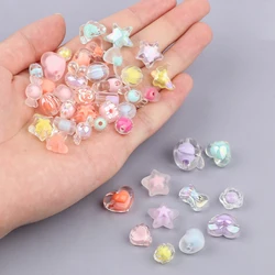 50pcs Fashion Acrylic Loose Spacer Beads Lovely Star Candy Heart Beads For Cute Baby Jewelry Making Diy Handmade Accessories