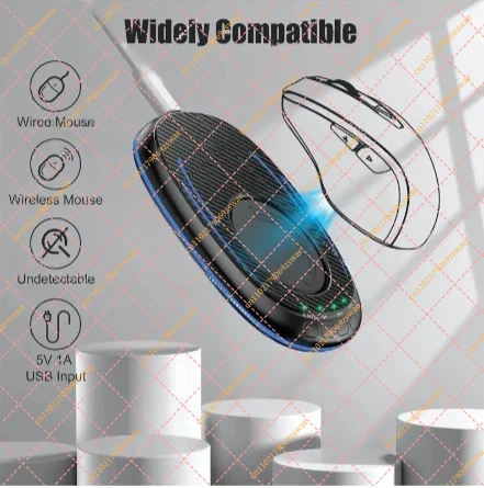Mouse Mover with Timer, Silent Jiggler with ON/Off Switch, Keep Computer Active-Black