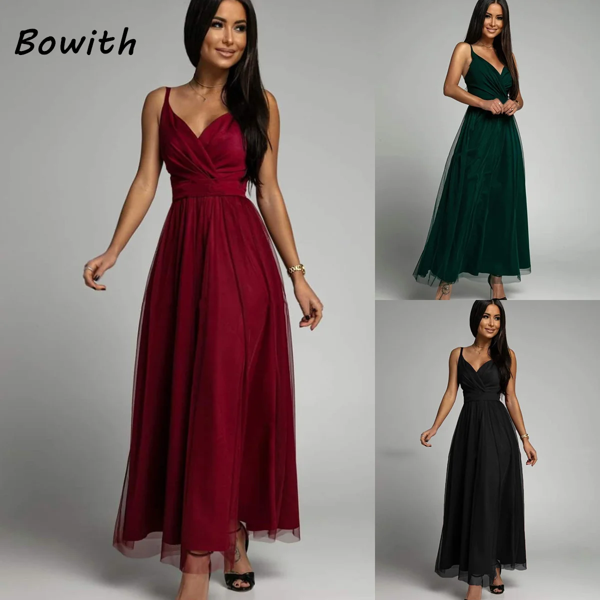 Bowith Wedding Party Dress Evening Dress Elegant Sleeveless V-neck Split Dresses for Women Formal Occasion Gala Gown Dress2024