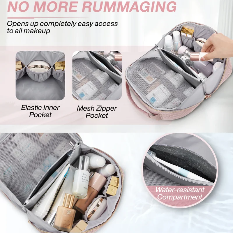 BAGSMART Toiletry Bag for women Waterproof Travel Makeup Bag with Large Opening Comestic Bag T for Toiletries Accessories