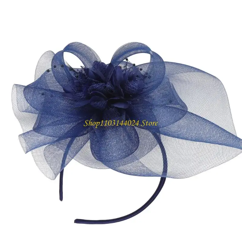 

N5KE 1920s Mesh Flower Hair Clip Fascinator Hat for Weddings Garden Parties