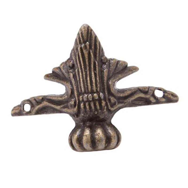 4Pcs/Set Antique Wood Box Feet Leg Corner Protector Triangle Rattan Carved Decorative Bracket For Furniture Hardware