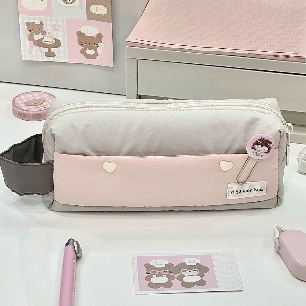 

Новый пенал пастельного цвета, большая емкость, минималистичная сумка для ручек, ручная сумка для канцелярских принадлежностей, подарок