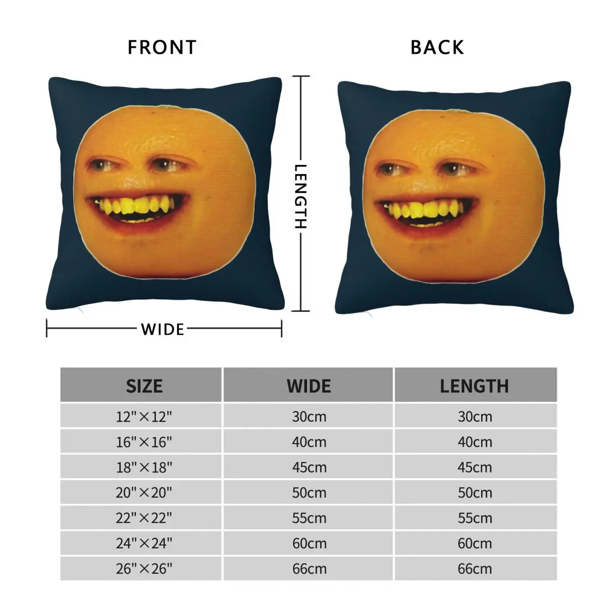 Annoying Orange Original Square Pillowcase Polyester Linen Velvet Creative Zip Decor Throw Pillow Case Room Cushion Case