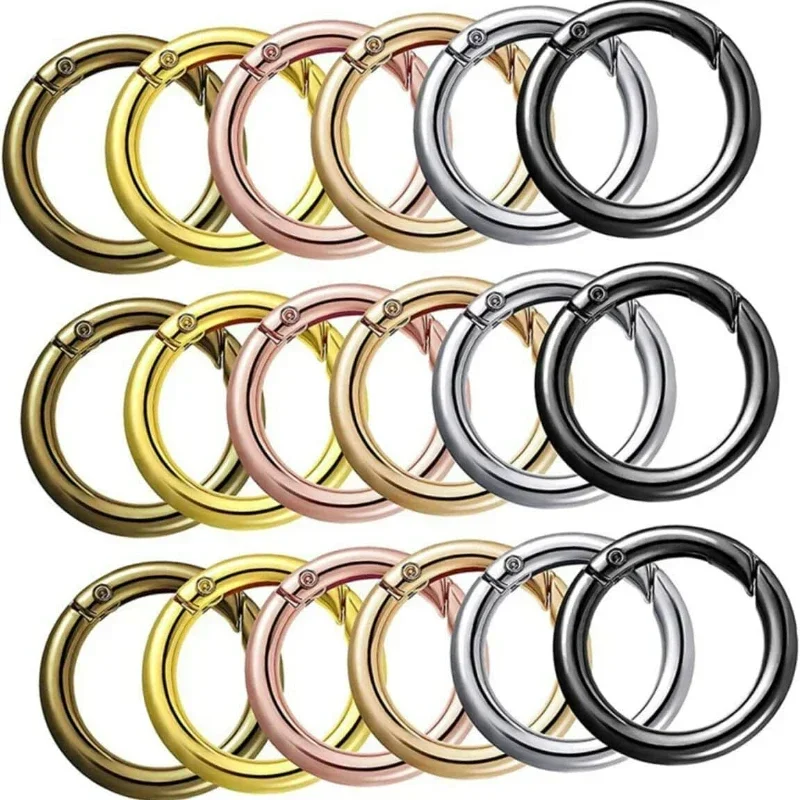 10pcs Metal O Ring Spring Clasps for DIY Jewelry Openable Round Carabiner Keychain Bag Clips Hook Dog Chain Buckles Connector