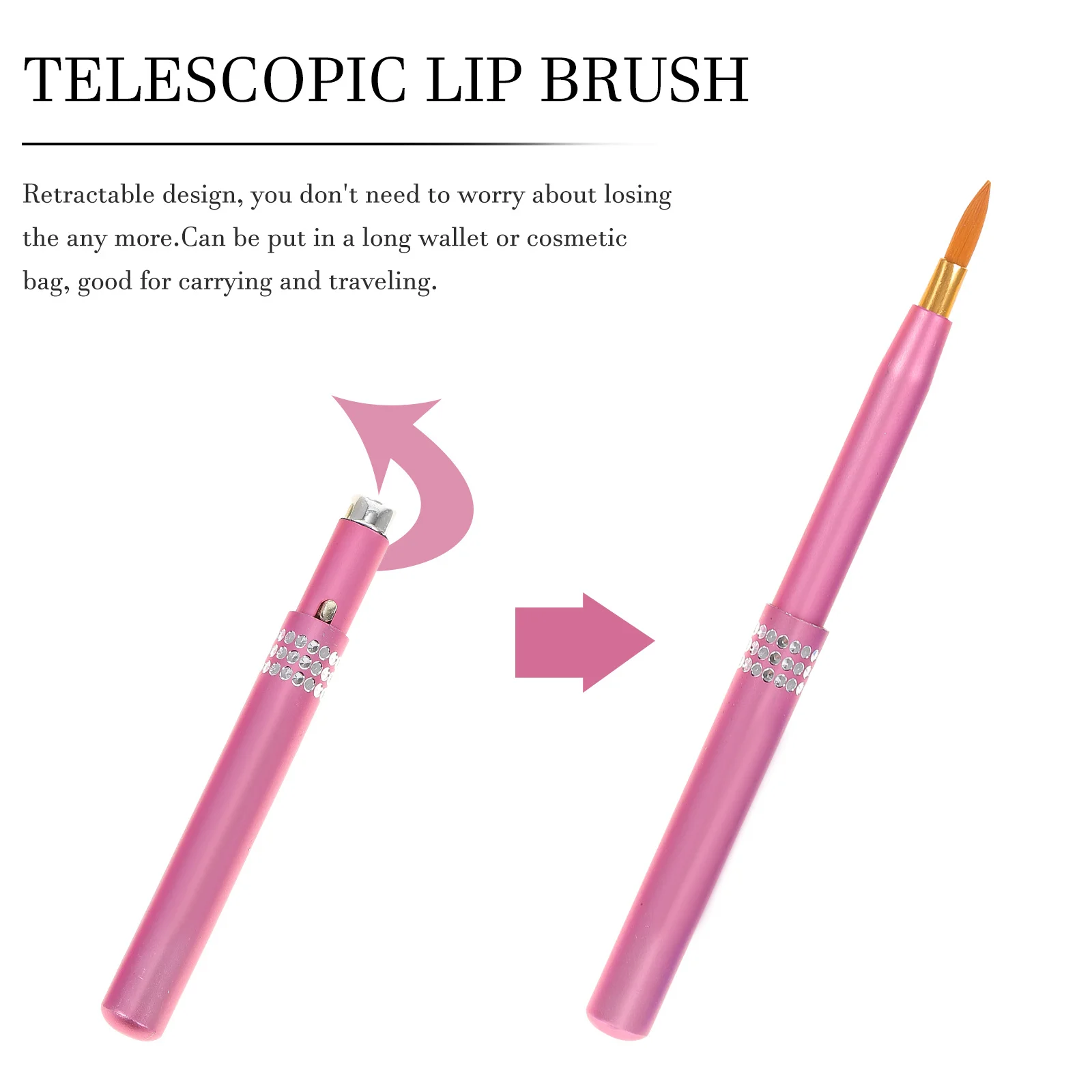 6 uds cepillo de labios de Metal retráctil aplicador de pinceles maquillaje multifuncional viaje