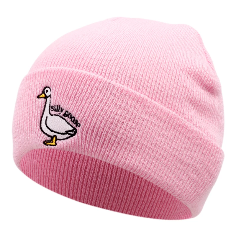 Silly goose embroidery Knit Hat winter keep Warm beanie men women Outdoor casual hip hop hat