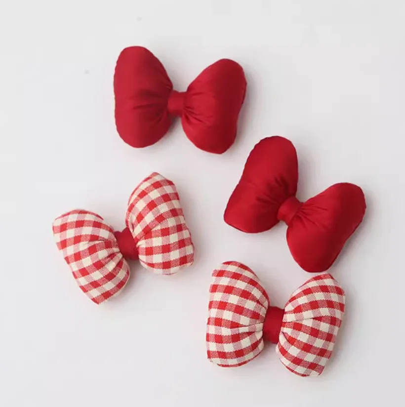 

10PCS Butterfly Bow Accessories Red Cotton Filled DIY Accessories Semi-Finished