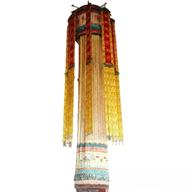 Buddhist Hall Embroidery Sutra Brocade Jacquard Building Round Building with Seven Treasures Rulai Buddhist Hall Solemn
