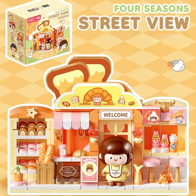 Fermi Box Bolognese Cartoon scena uliczna zabawka budowlana Model dekoracja prezent urodzinowy dla niej Puzzle DIY klocki