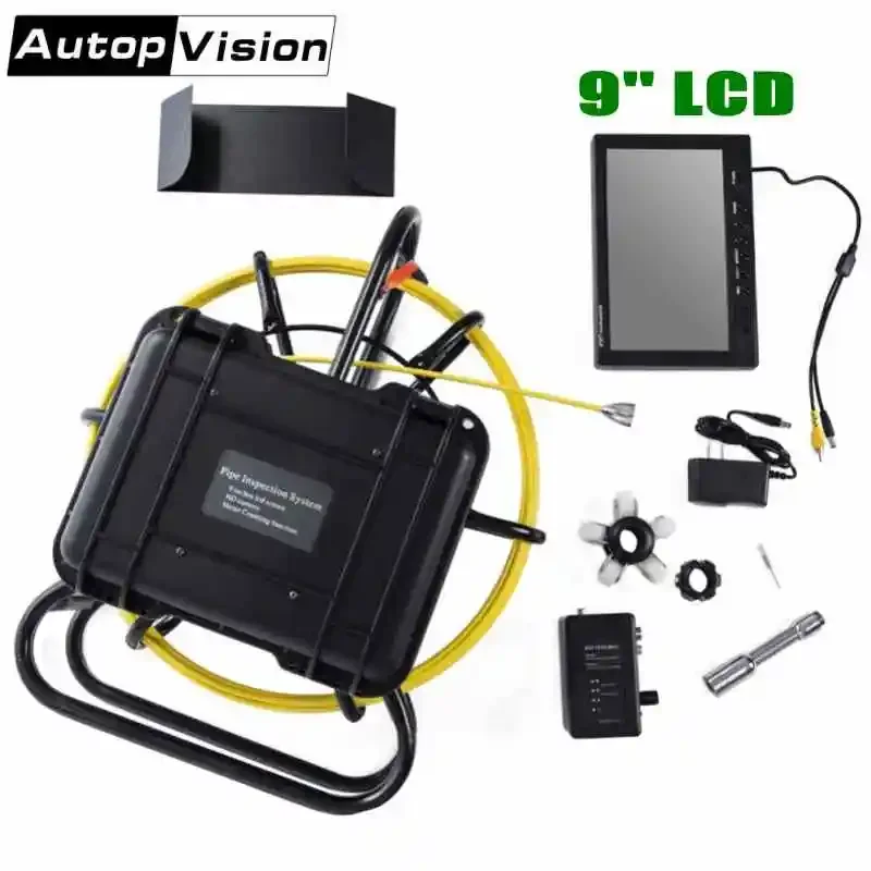 

30M Sewer Pipe Inspection Camera System 9" Monitor 1200TVL Pipeline Endoscope Snake Drain Video Camera with 8GB Card WP9600