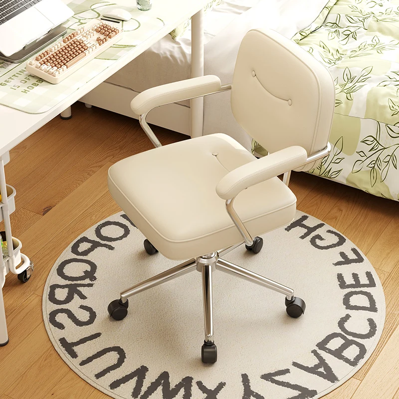 

Kawaii Vanity Office Chair Designer Cushion Bedroom Nordic Office Chair Comfortable Wheels Backrest Taburete Trendy Furniture