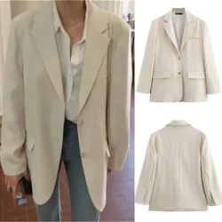 2024 Europe and the United States in the spring new European and American wind women's casual simple loose blazer tops
