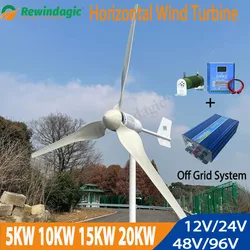 Free Energy 5KW 10KW 15KW 20KW 48v 96v 3 fasi alternatore elettrico orizzontale generatore di Turbine eoliche Set completo per la casa