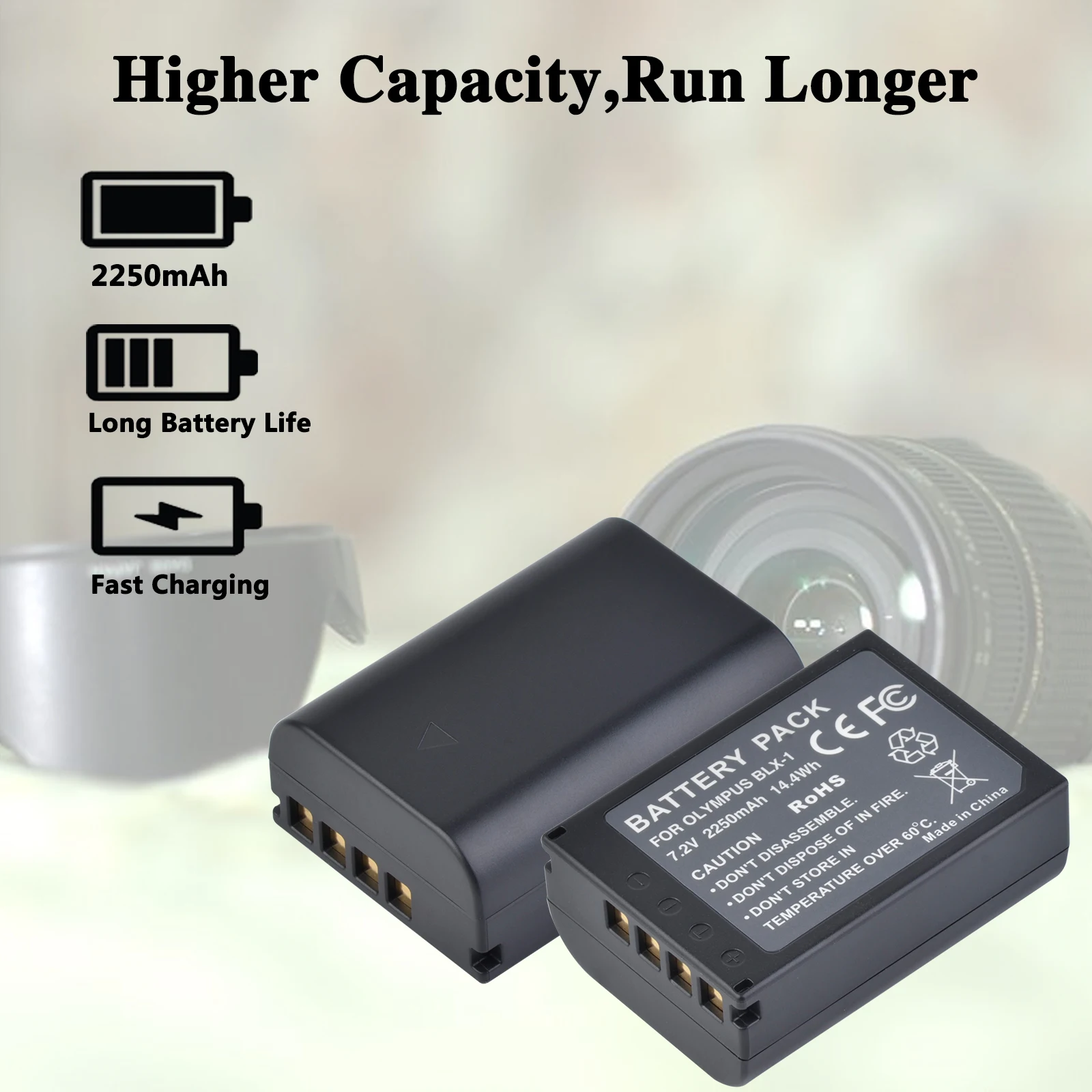 For Olympus BLX-1 BLX1 Camera Battery + LED Dual USB Charger For Olympus OM-1 OM1
