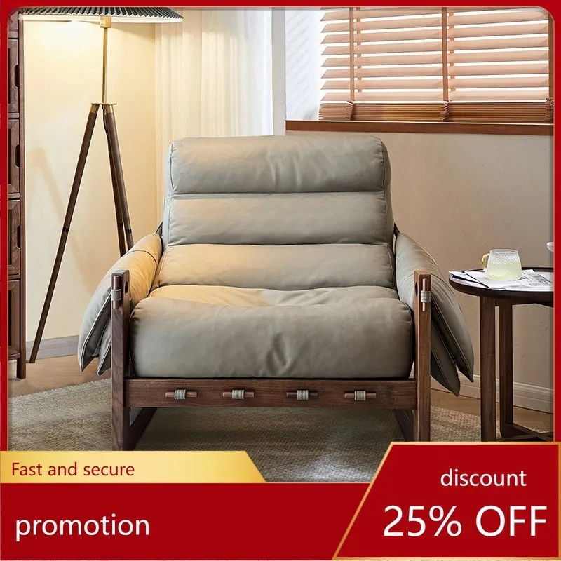 

leisure chair solid wood single sofa chair living room home lazy recliner simple living room decoration