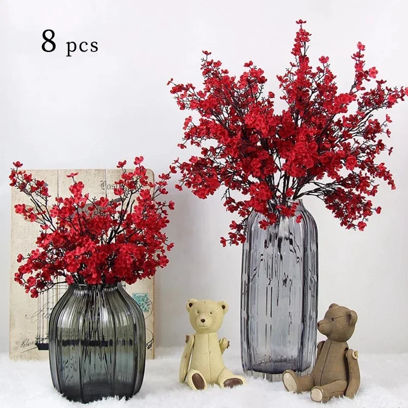 Silk Flowers Cherry Blossoms Artificial Flower Fake Sakura Tree Branches Japan Decoration Plum Flores Table Home Wedding Decor