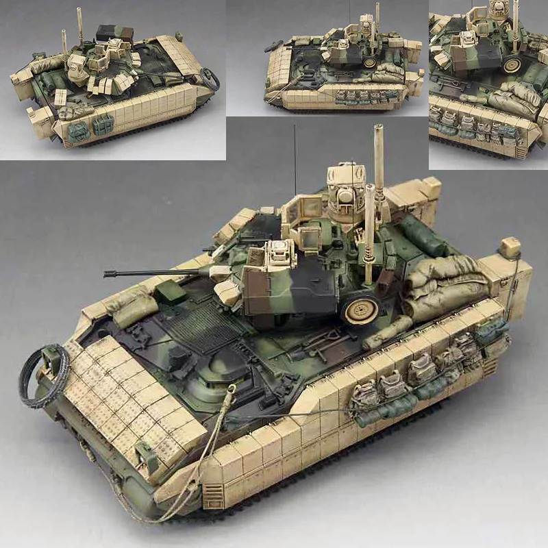 Amerikanisches M2A3 BUSKIII-Panzermodell aus Kunststoff im Maßstab 1:72, militärisierte Kampfspur,
